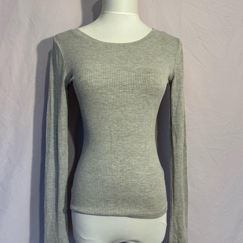 Hashtag Heather Gray Ribbed Knit Long Sleeve Top